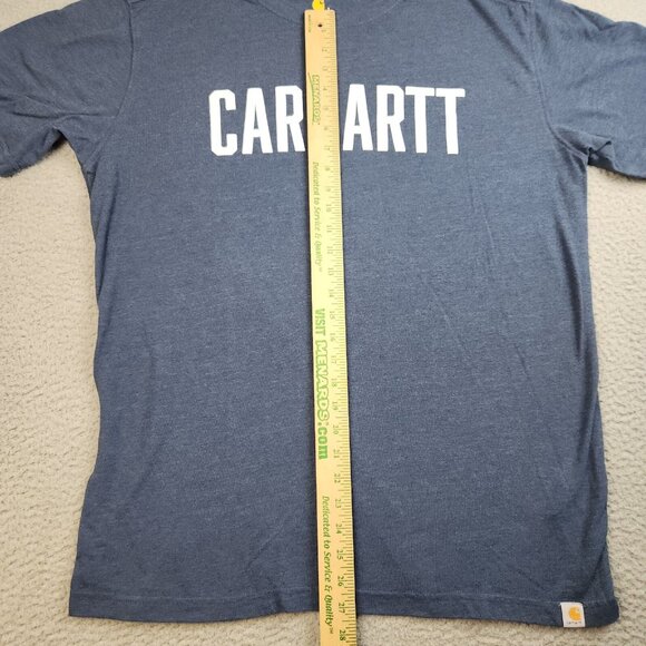 Carhartt Shirt Mens Large Relaxed Fit Navy Blue Spell Out Short Sleeve Weekend - Picture 5 of 9